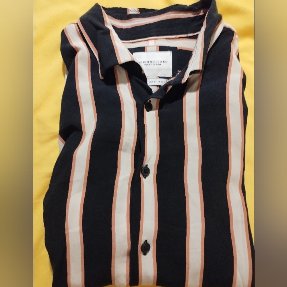 Denim & Flower By Ricky Singh Striped Black and White Men's Shirt